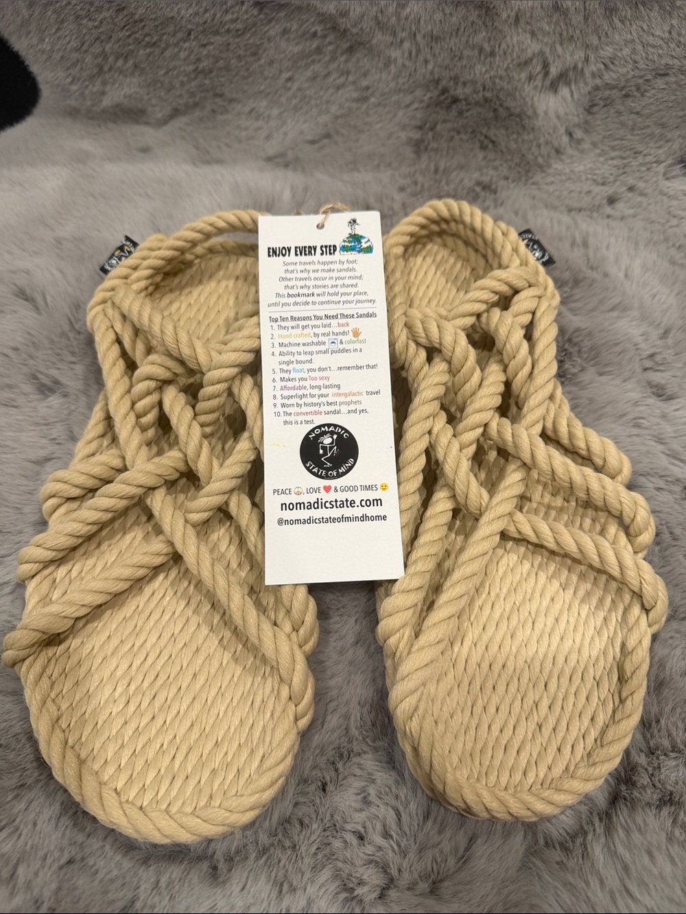 NWT Nomadic State of Mind Romano Rope Sandals Camel Natural Size 7 / 37